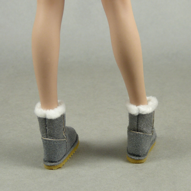 Nouveau Toys 1/6 Scale Female Gray Leather Skin Boots with Fur Trims